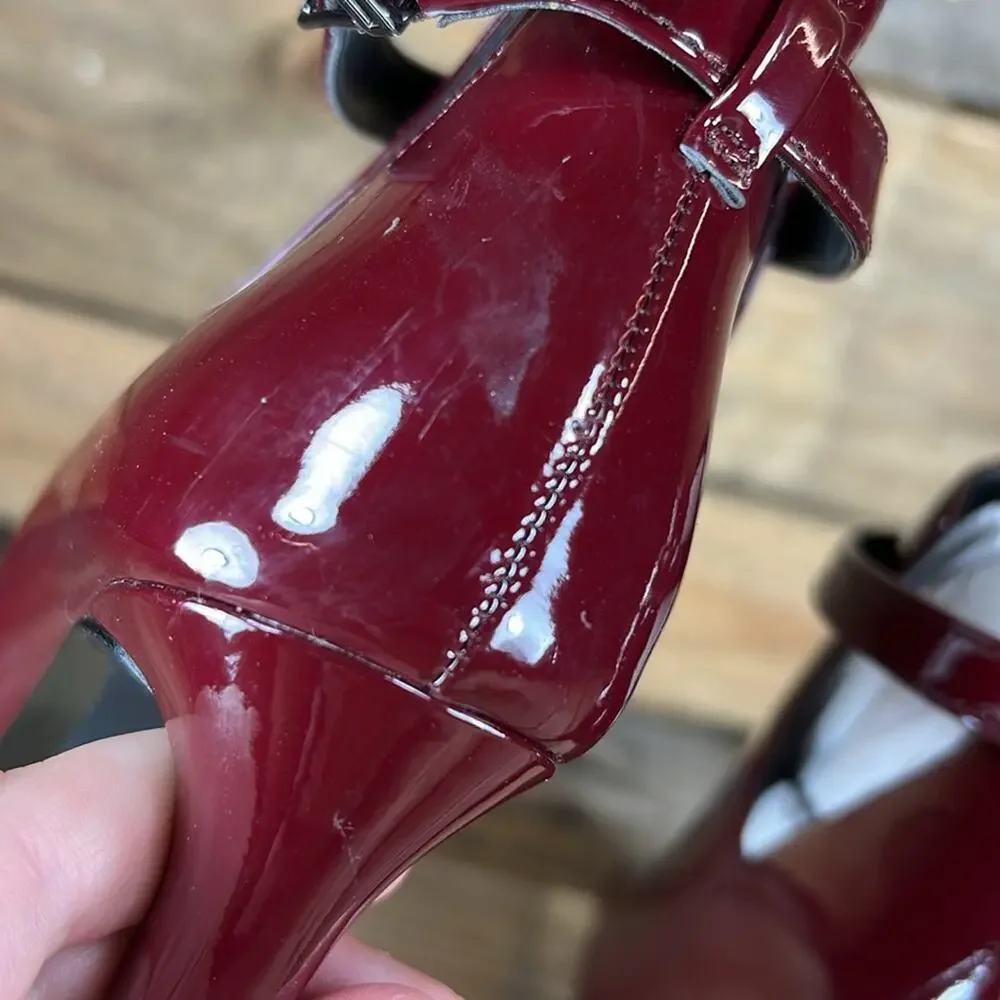 MICHAEL Michael Kors Lawson Open Toe Leather Bootie - Burgundy - 6.5 - NWOB - Picture 5 of 9